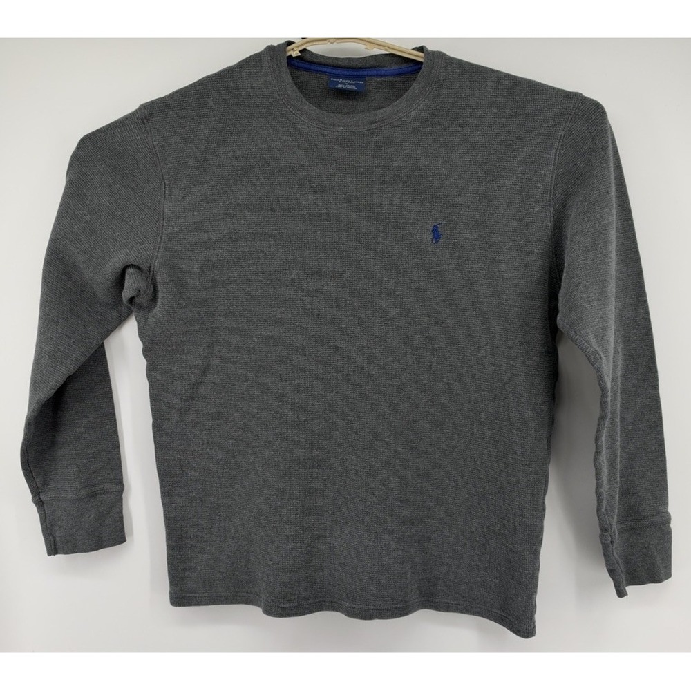 Polo Ralph Lauren Sleepwear Waffle Knit Long Sleeve Shirt Gray Men's Medium